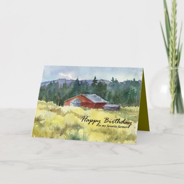 Happy Birthday Favorite Bauer Barn Landschaft Karte (Vorderseite)