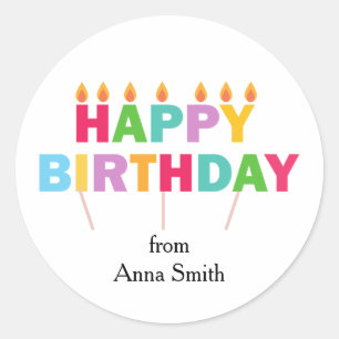 "Happy Birthday" - Feier individuell anpassbar Runder Aufkleber
