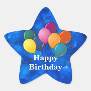 "Happy Birthday", Feierlichkeiten Ballons Stern-Aufkleber