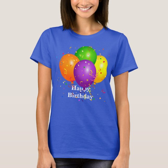 "Happy Birthday", Feierlichkeiten Ballons T-Shirt (Vorderseite)