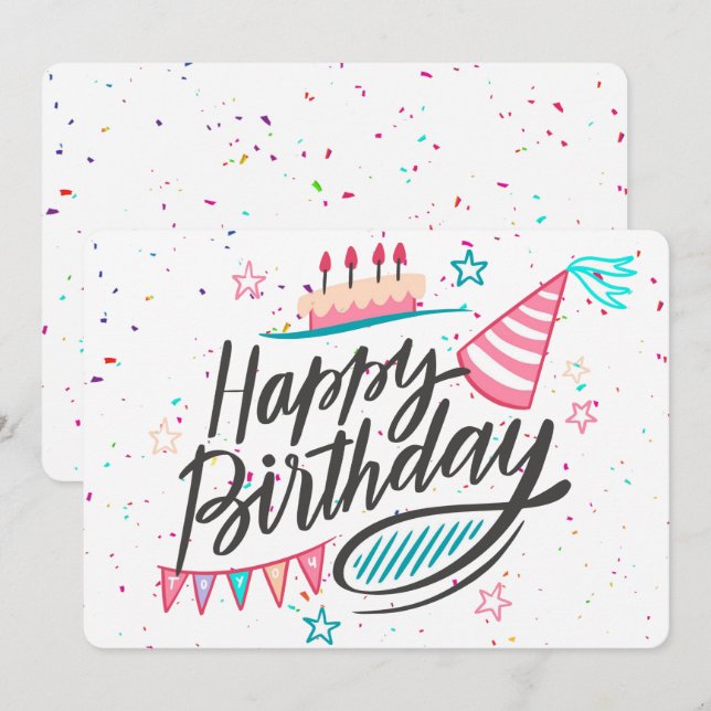 Happy Birthday Feiertagskarte (Vorne/Hinten)