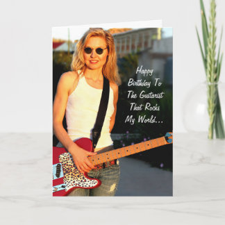 Happy Birthday Female Guitarist Rocks Card Karte