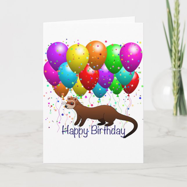 Happy Birthday Ferret Card Karte (Vorderseite)