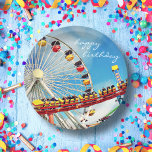 Happy Birthday Ferris Wheel Roller Untersetzer Fot Pappteller<br><div class="desc">Genießen Sie die Erinnerungen von sanften Brisen, fröhlichen Schrecken und Vogelaugen. Vergessen Sie nicht, an diesen Geburtstagsfeiern mit dieser orangefarbenen, türkisfarbenen und blauen Riesenrad- und Rollerfotografie-Papiertafel teilzunehmen. Sie können diese Papierplatte leicht personalisieren und ich biete auch eine Anpassung an jedes Produkt an. Bitte schicken Sie mir eine Nachricht mit Fragen...</div>