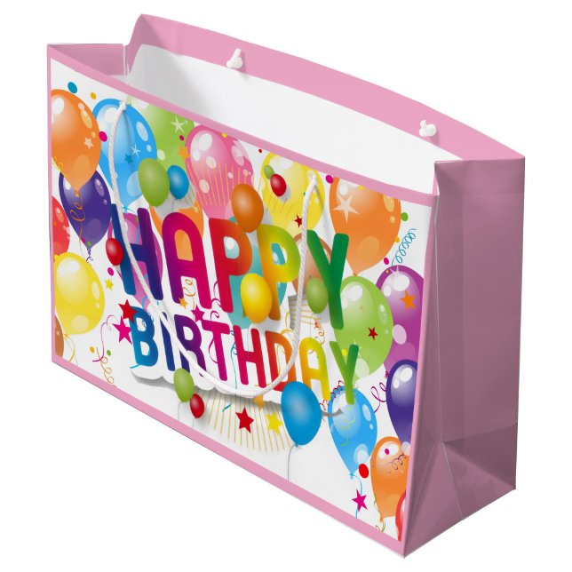 Happy Birthday Festive Gift Bag Große Geschenktüte ("Bright, Bold, birthday ready")