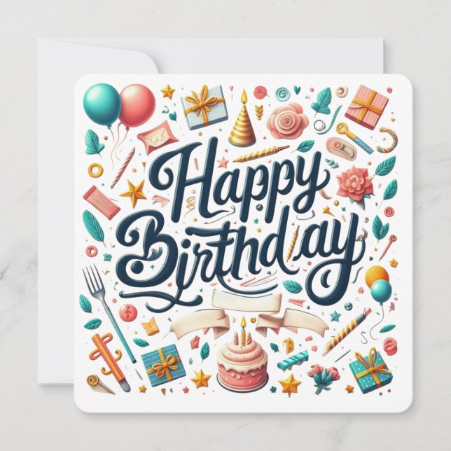 Happy Birthday Festive Party Einladung (Vorderseite)