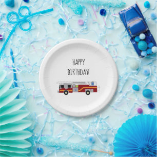 Happy Birthday Feuerwehrfahrzeug Notruffahrzeug Pappteller