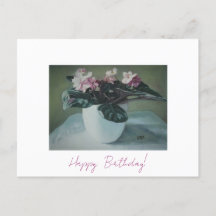 Happy Birthday Fine Art Vintag pink Blume Card