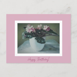 Happy Birthday Fine Art Vintag pink Blume Card Feiertagspostkarte
