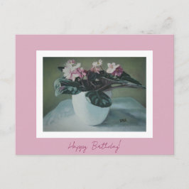 Happy Birthday Fine Art Vintag pink Blume Card Feiertagspostkarte