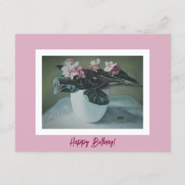 Happy Birthday Fine Art Vintag pink Blume Card Feiertagspostkarte