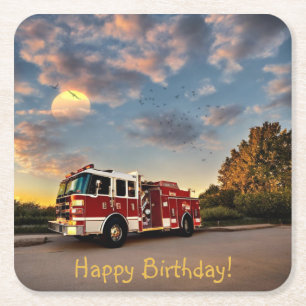Happy Birthday Fire Truck Untersetzer