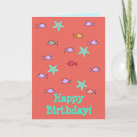Happy Birthday Fish Starfish Grußkarte