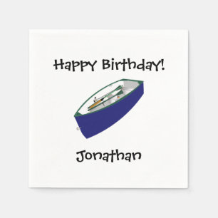 Happy Birthday Fishing Boat Paper Napkins Serviette