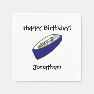 Happy Birthday Fishing Boat Paper Napkins Serviette