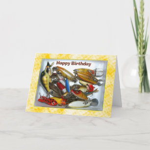 Happy Birthday Fishing Tackle Karte