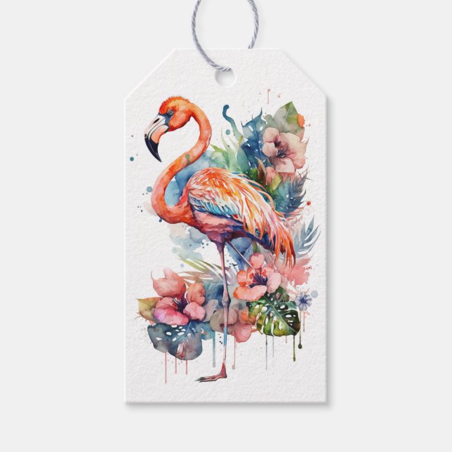Happy Birthday Flamingo Geschenkanhänger (Vorderseite)
