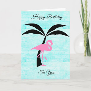 Happy Birthday Flamingo und Palm Tree Card Karte