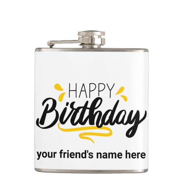 Happy Birthday Flask Individuelle Name Gift Flachmann (Vorderseite)