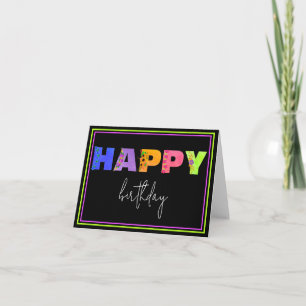 Happy Birthday Floral Accentments Letters Black Ca Karte