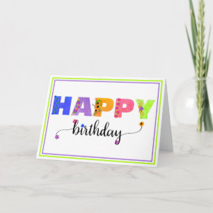 Happy Birthday Floral Accentments Letters Karte