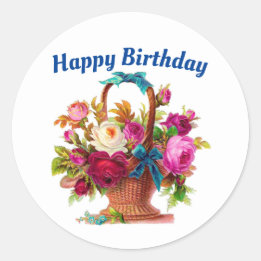 Happy Birthday Floral Basket Sticker