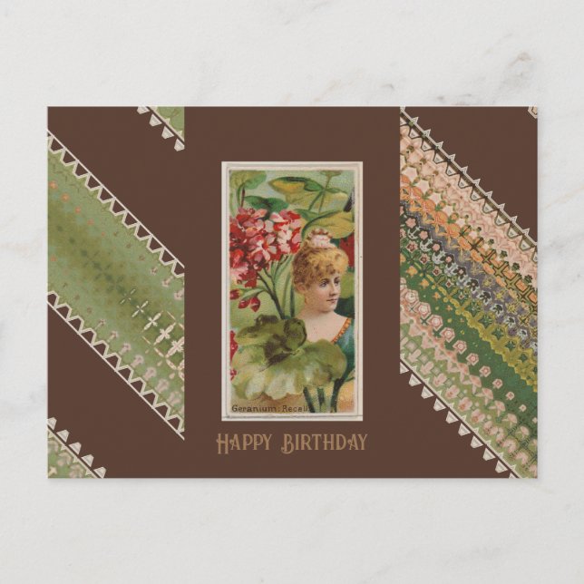 Happy Birthday Floral Beauties 42 Geranium Postkarte (Vorderseite)