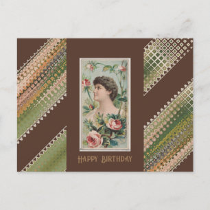 Happy Birthday Floral Beauties Moss Rose Postkarte