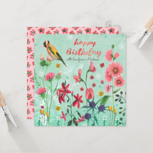 Happy Birthday Floral Blume Grußkarte Karte