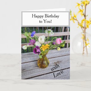 Happy Birthday Floral Bouquet Balloons Karte