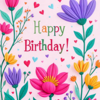 Happy Birthday Floral Card Einladung
