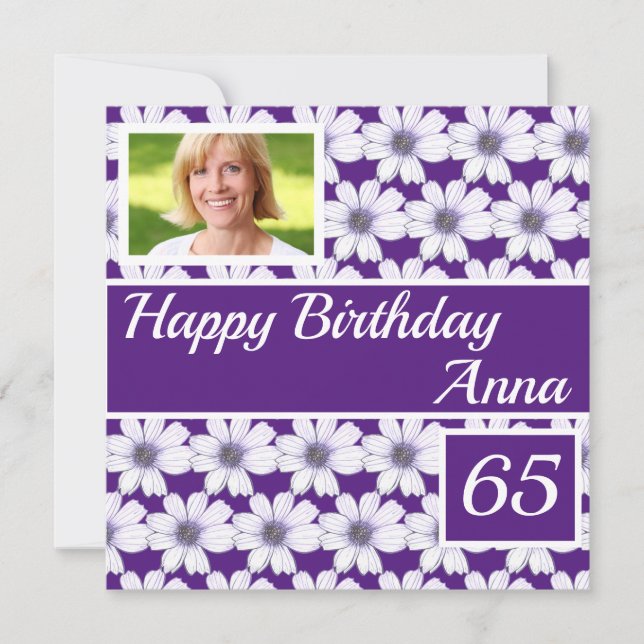 Happy Birthday Floral Design Custom Card (Vorderseite)