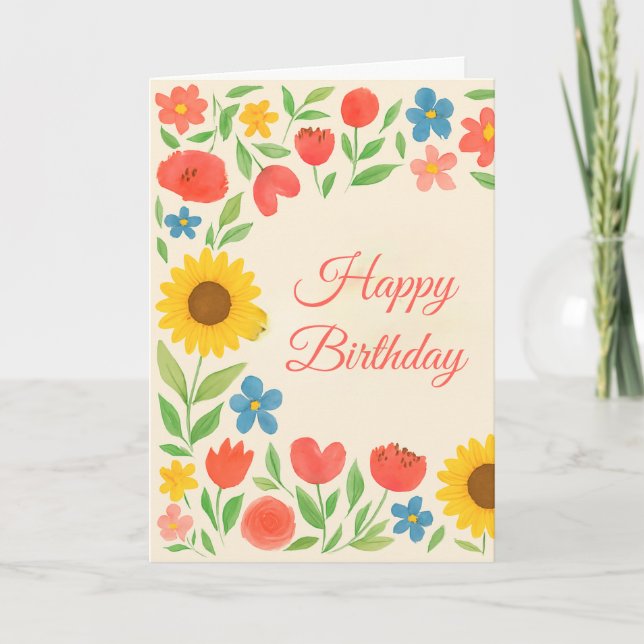Happy Birthday Floral For Her Greeting  Card Karte (Vorderseite)