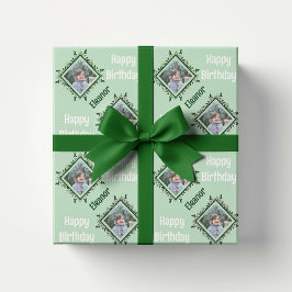 Happy Birthday Floral Foto Frame Geschenkpapier