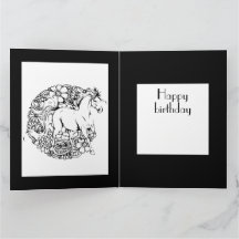 Happy Birthday Floral Horse Aduloring Card