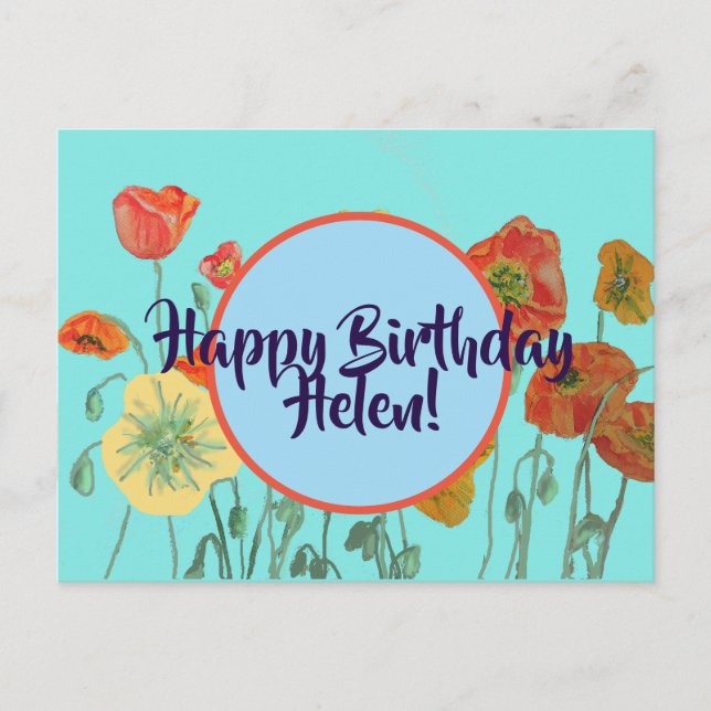 Happy Birthday floral Ladys Name Postcard Card Postkarte (Vorderseite)