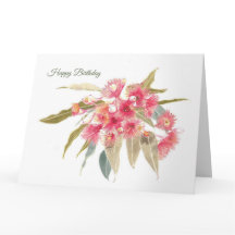 Happy Birthday Floral Pink Wasserfarbe