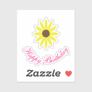Happy Birthday Floral Sonnenblume Rosa Gelb 2024 Aufkleber