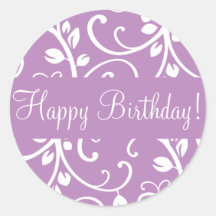 Happy Birthday Floral Vine Envelope Sticker Siegel