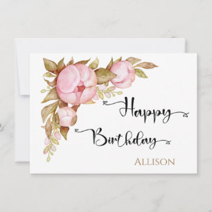 Happy Birthday Floral Watercolor Karte