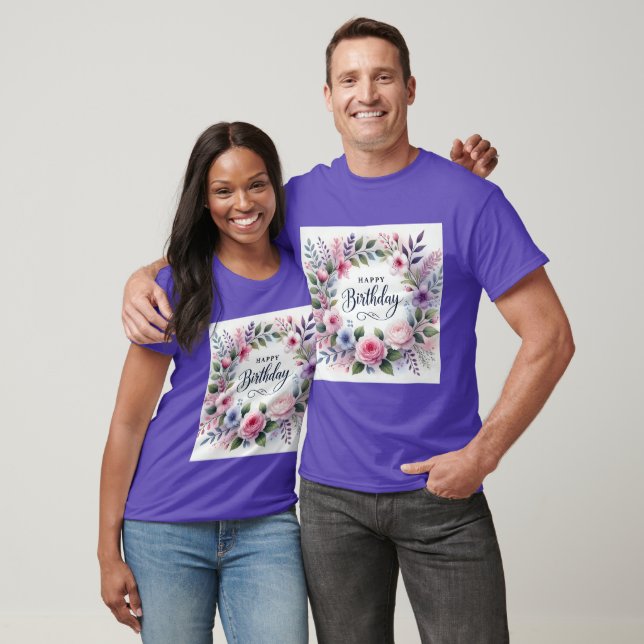 Happy Birthday Floral Wreath Beauty T-Shirt (Unisex)