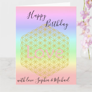 Happy Birthday flower of life Love Mandala Karte