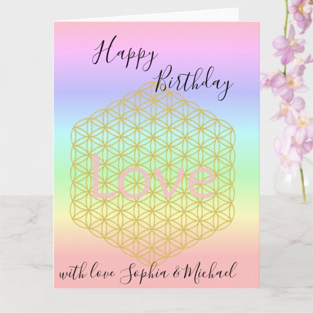 Happy Birthday flower of life Love Mandala Karte (Orchidee)