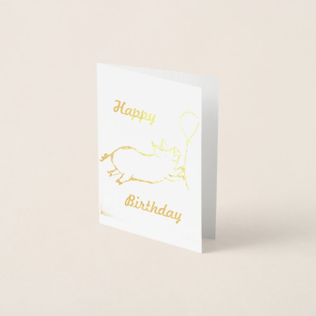 Happy Birthday Flying Pig Card Folienkarte (Vorderseite)