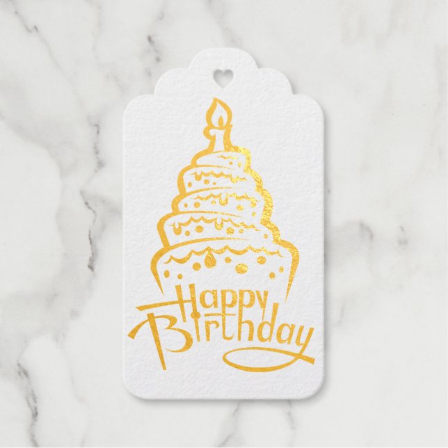 Happy Birthday Foil Gift Tag Geschenkanhänger (Vorderseite)