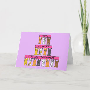 Happy Birthday Foster Mama Cartoon Katzen Karte