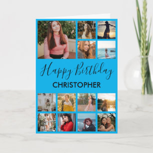 Happy Birthday Foto Collage 13 Fotos Blau Karte