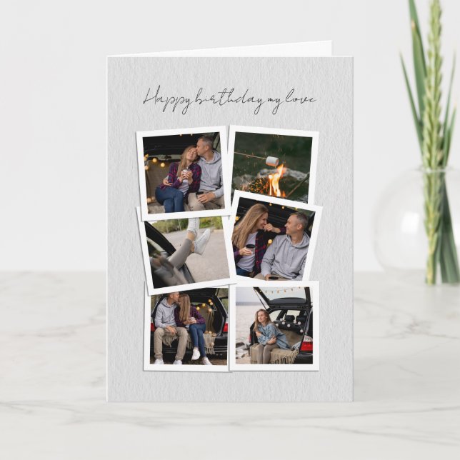 Happy Birthday Foto Collage Card - Handgeschrieben Karte (Vorderseite)