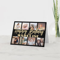 Happy Birthday Foto Collage Elegantes Schwarzes &