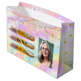 Happy Birthday Foto Elegantes Schwarz-weißes Party Große Geschenktüte